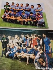 Coleccionismo deportivo: F.C. BARCELONA. LOTE 2 FOTOS CAMPEÓN RECOPA 1988-1989 EN BERNA CONTRA LA SAMPDORIA